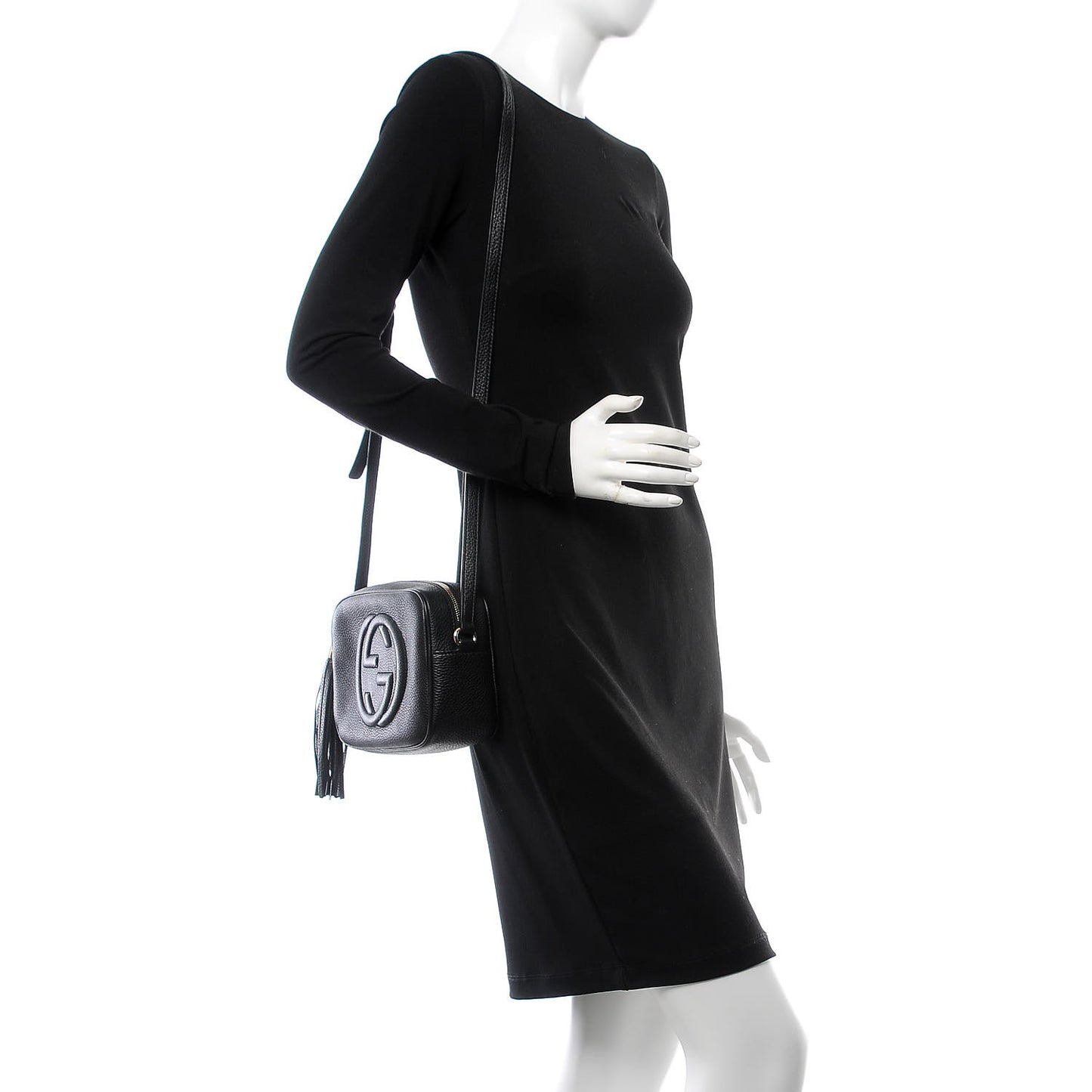 Pebbled Calfskin Small Soho Disco Bag Black