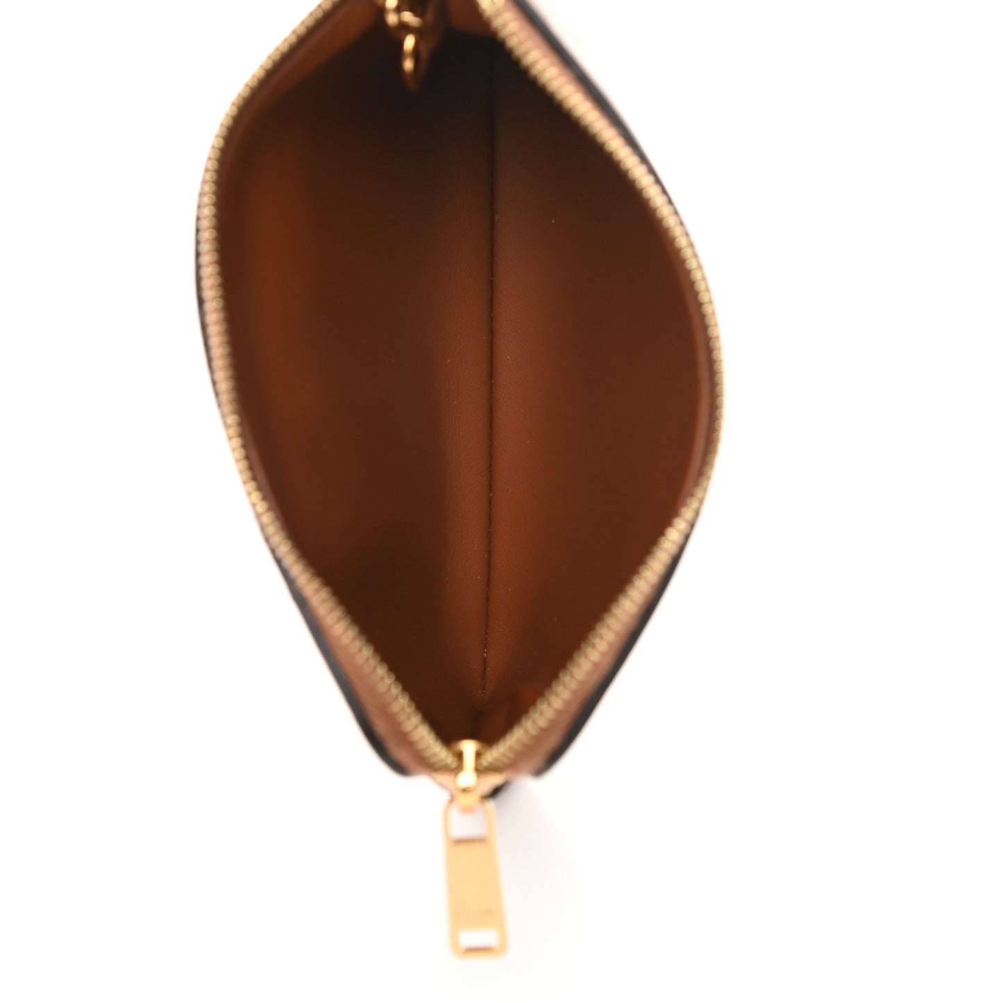 Smooth Calfskin Cuir Triomphe Coin and Card Pouch With Hook Tan