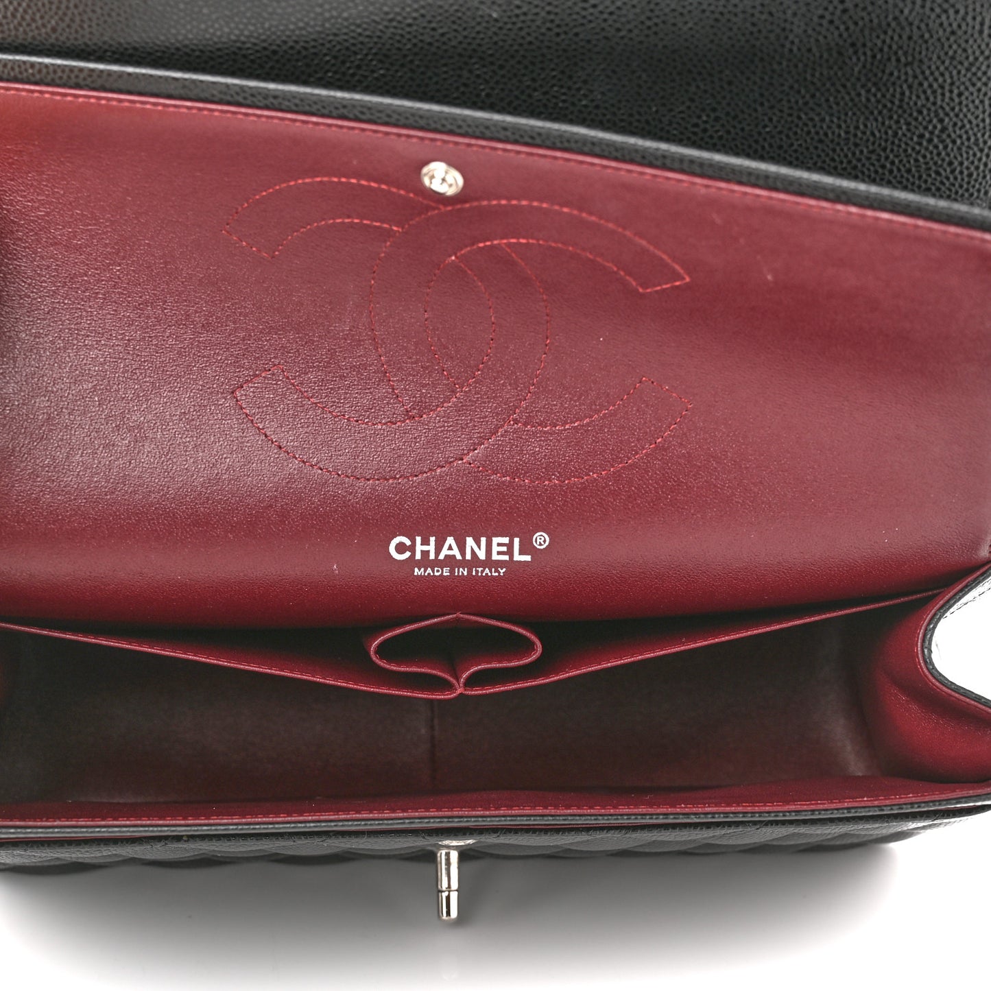 Caviar Quilted Jumbo Double Flap Black