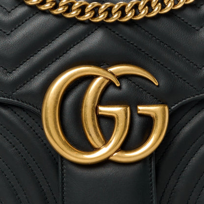 Gucci Calfskin Matelasse Medium GG Marmont Shoulder Bag Black 9 of 14