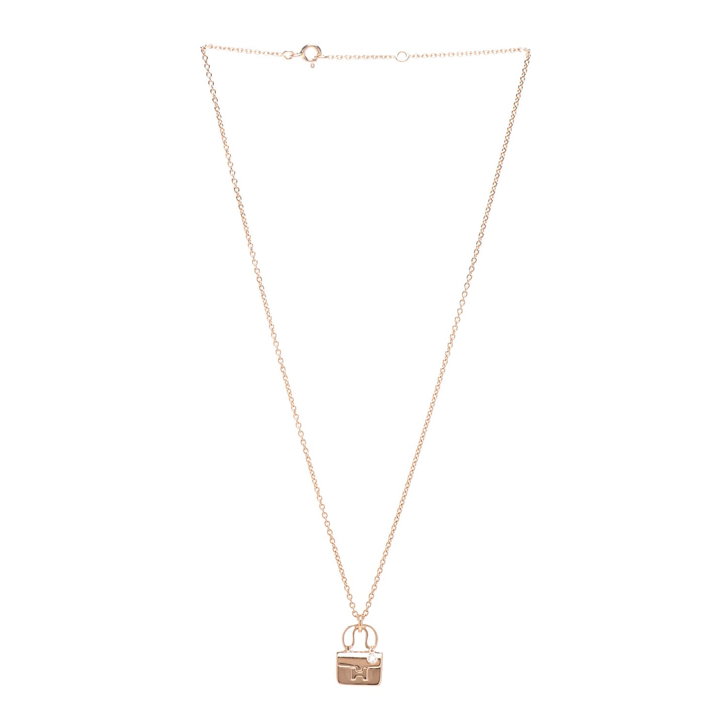 18K Rose Gold Diamond Constance Amulette Charm Pendant Necklace