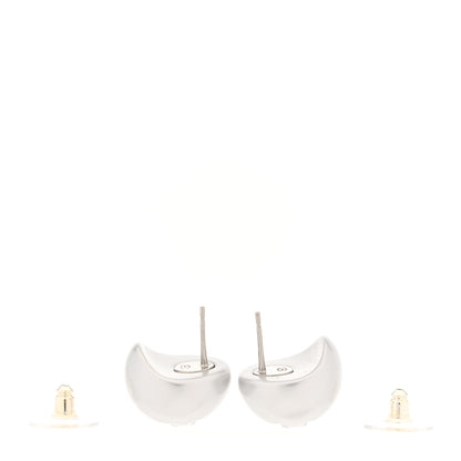 Chanel Resin Metal CC Stud Earrings Silver Pearly White 3 of 5