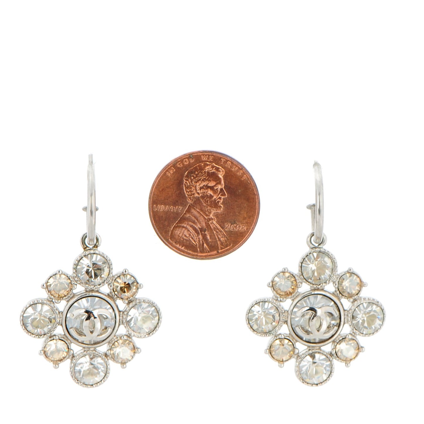 Crystal CC Earrings Silver