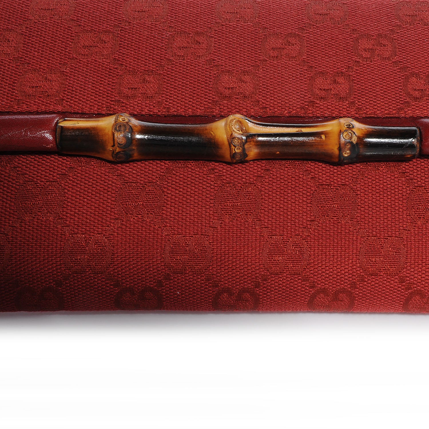 Gucci Monogram Canvas GG Bamboo Bar Clutch Red 5 of 7