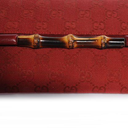 Gucci Monogram Canvas GG Bamboo Bar Clutch Red 5 of 7