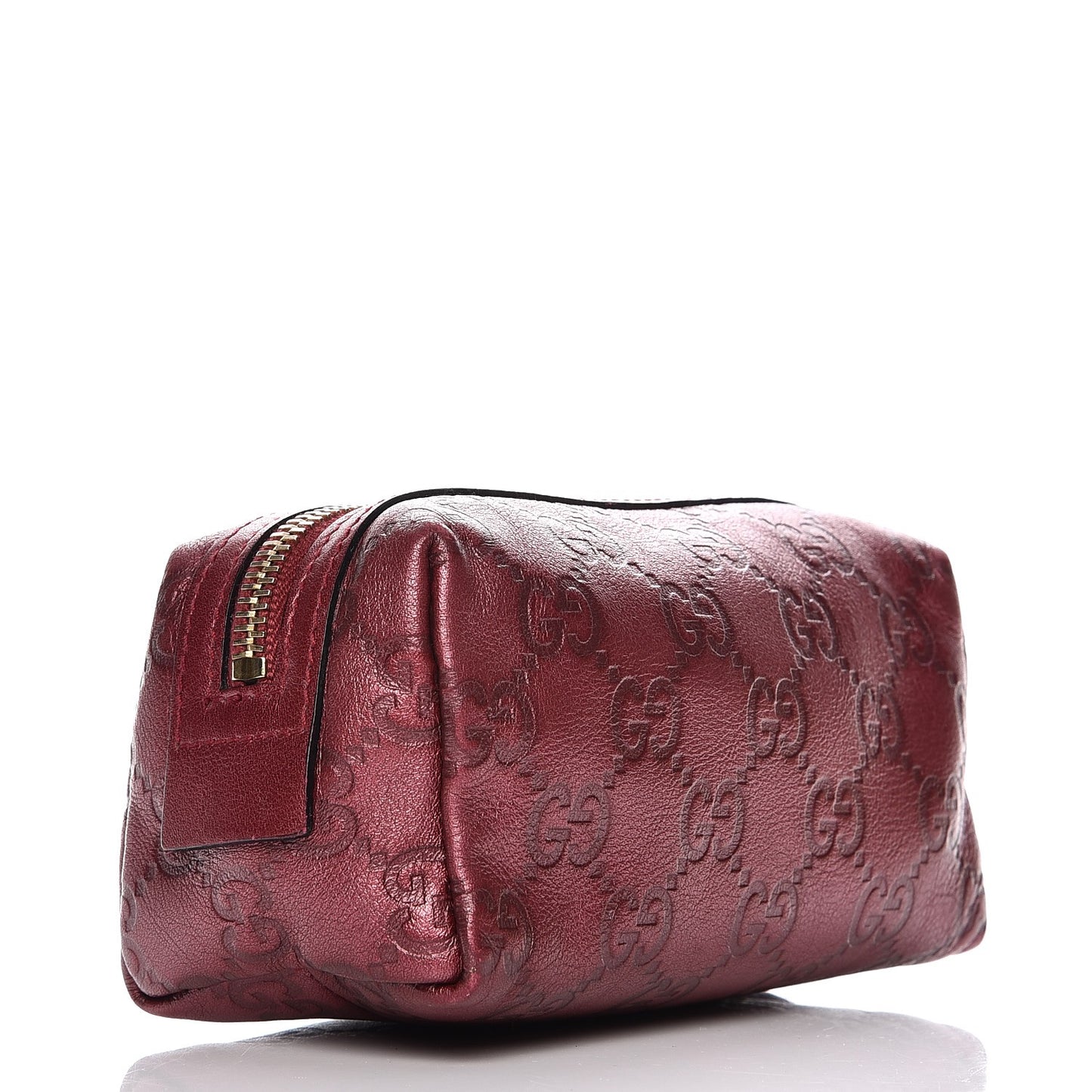 Metallic Guccissima Small Cosmetic Case Red