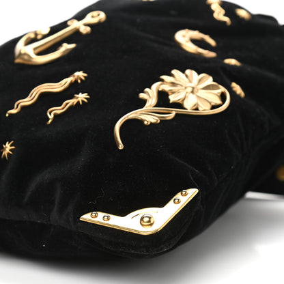 Prada Velvet Astrology Large Drawstring Hobo Bag Black 11 of 11