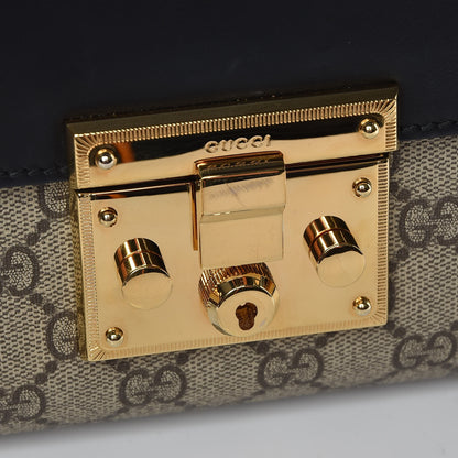 Gucci GG Supreme Monogram Calfskin Medium Padlock Shoulder Bag Beige Black Cuir 9 of 9