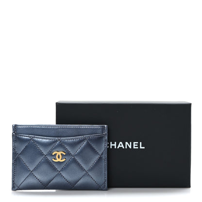Chanel Metallic Lambskin Quilted Card Holder Dark Blue 10 of 10