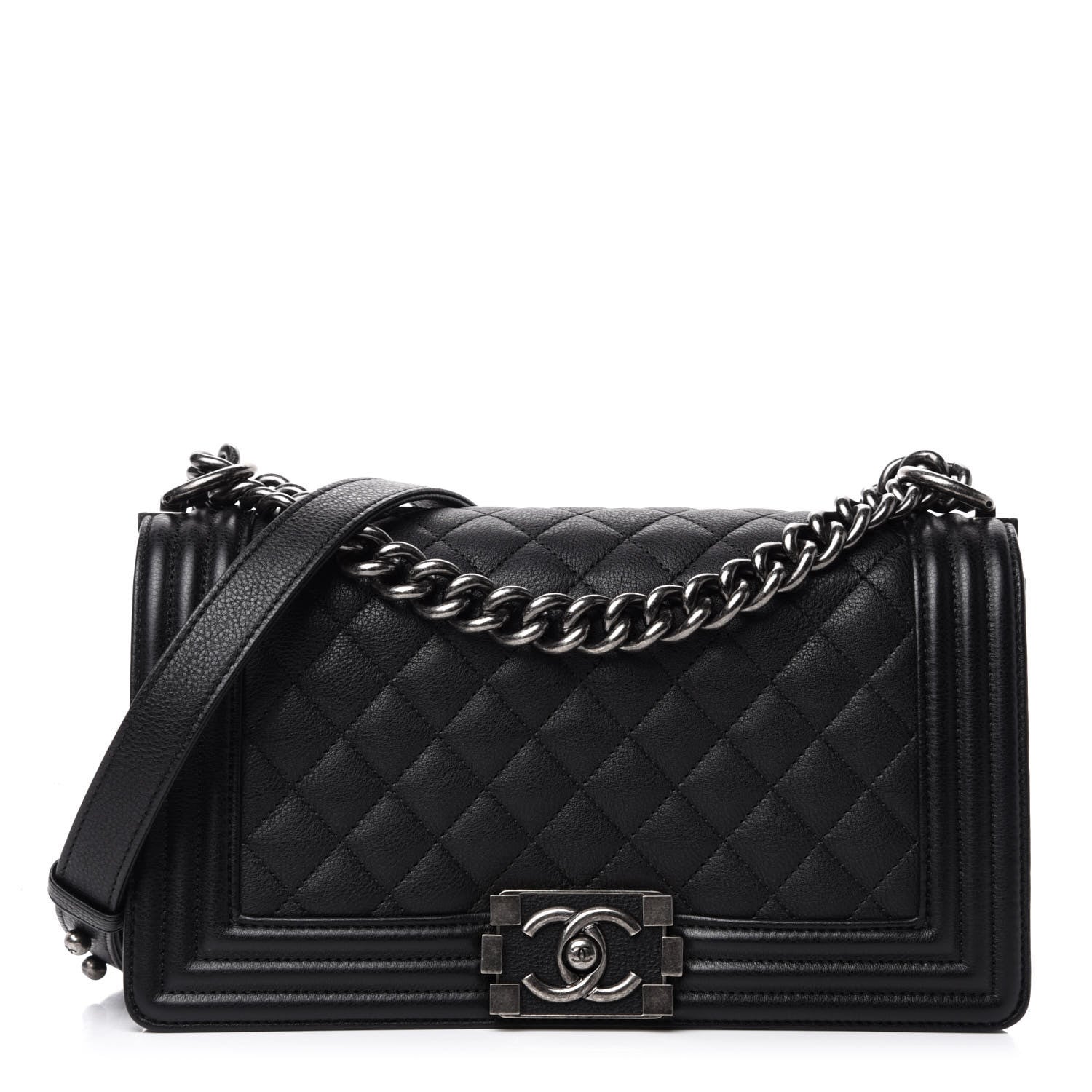 Chanel Calfskin Quilted Medium Boy Flap Black 1 of 12