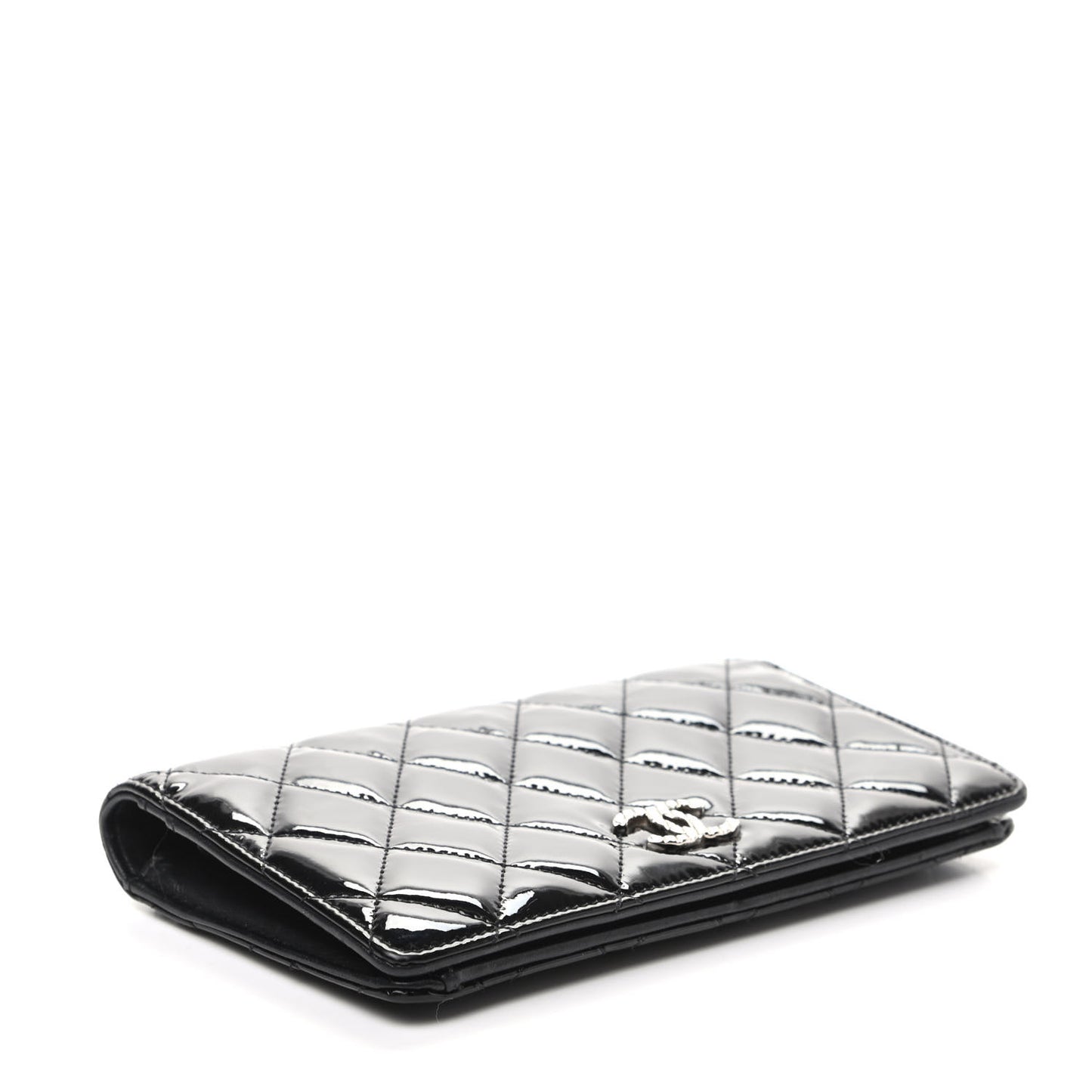 Patent Quilted Brilliant Yen Wallet Black