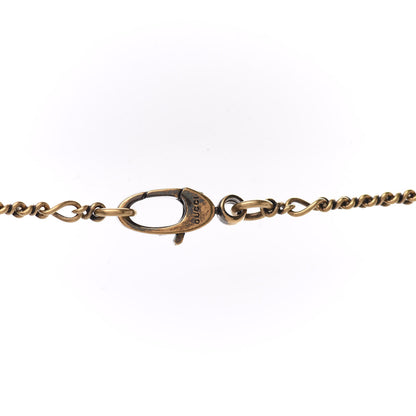 Gucci Metal Lion Head Pearl Crystal Crucifix Necklace Aged Gold 4 of 5