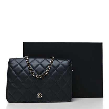 Chanel Iridescent Lambskin Quilted Pearl Wallet On Chain WOC Black 14 of 14