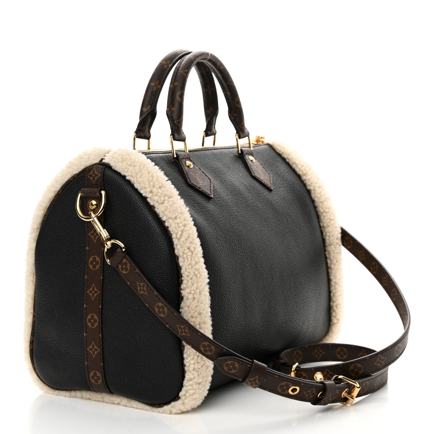 Louis Vuitton Calfskin Monogram Teddy Speedy Bandouliere 30 Black 3 of 11