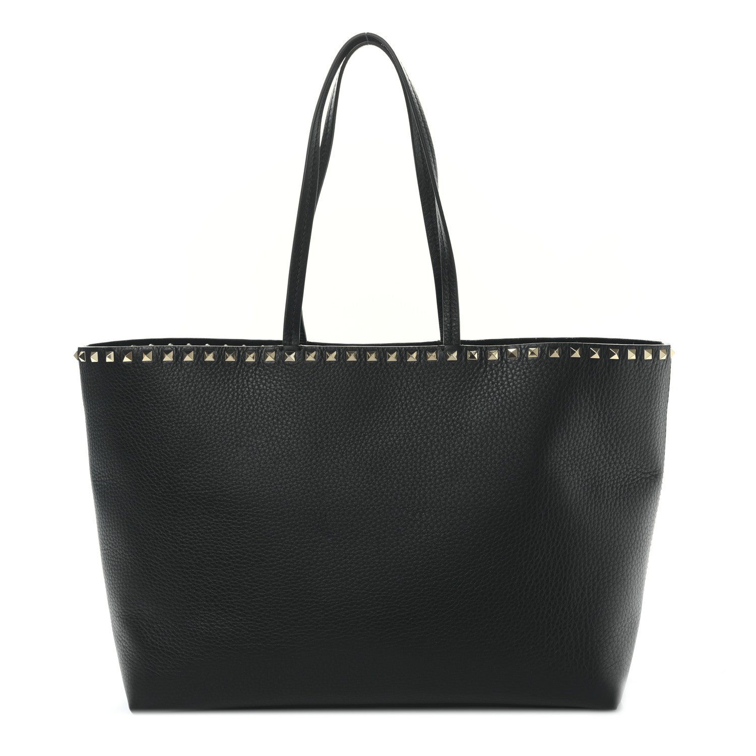 Valentino Garavani Grained Calfskin Rockstud Shoulder Tote Black 1 of 8