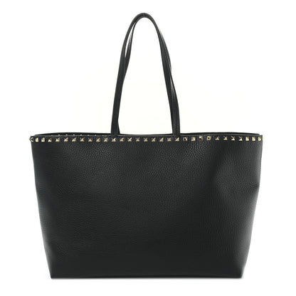 Valentino Garavani Grained Calfskin Rockstud Shoulder Tote Black 1 of 8