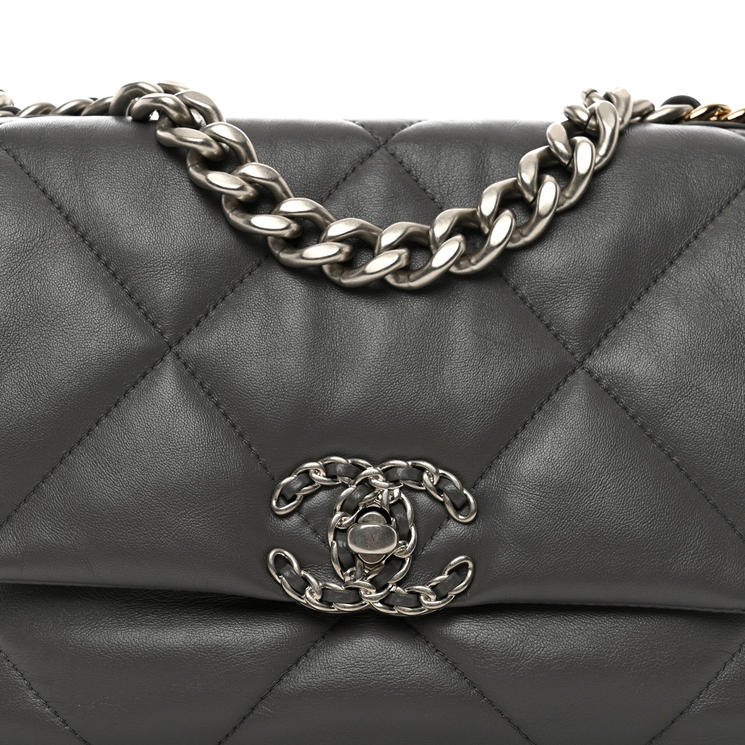 Chanel Lambskin Quilted Medium Chanel 19 Flap Dark Grey 5 of 10
