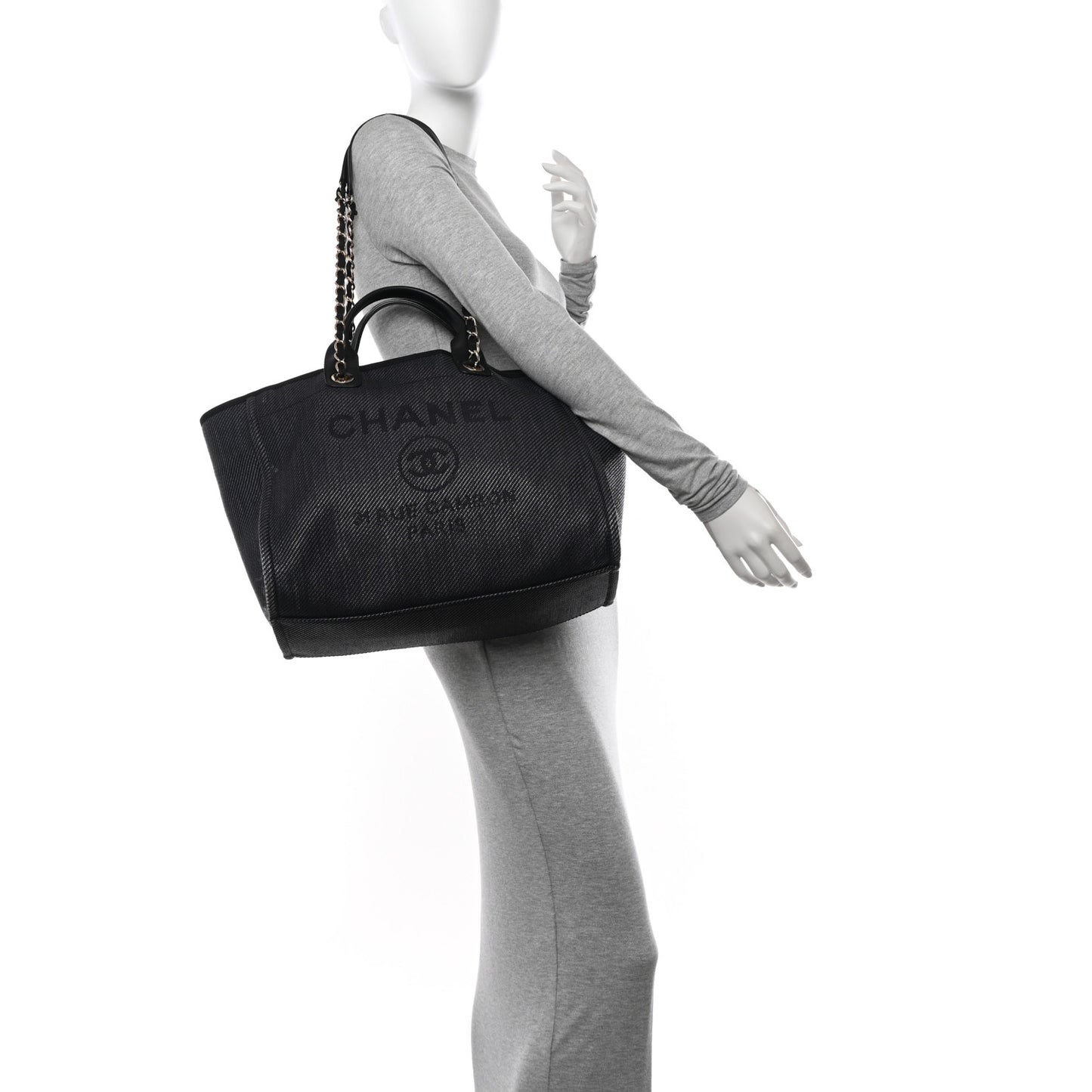 Mixed Fibers Calfskin Medium Deauville Black