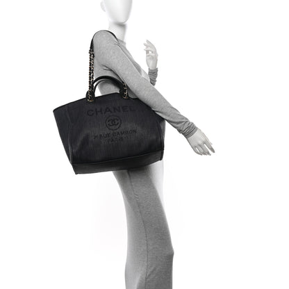 Chanel Mixed Fibers Calfskin Medium Deauville Black 2 of 18