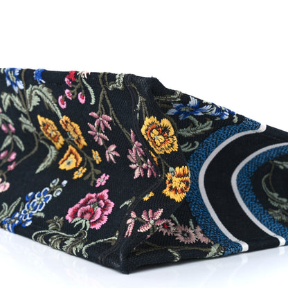 Christian Dior Raffia Embroidered Petites Fleurs Medium Book Tote Navy Blue Multicolor 10 of 10