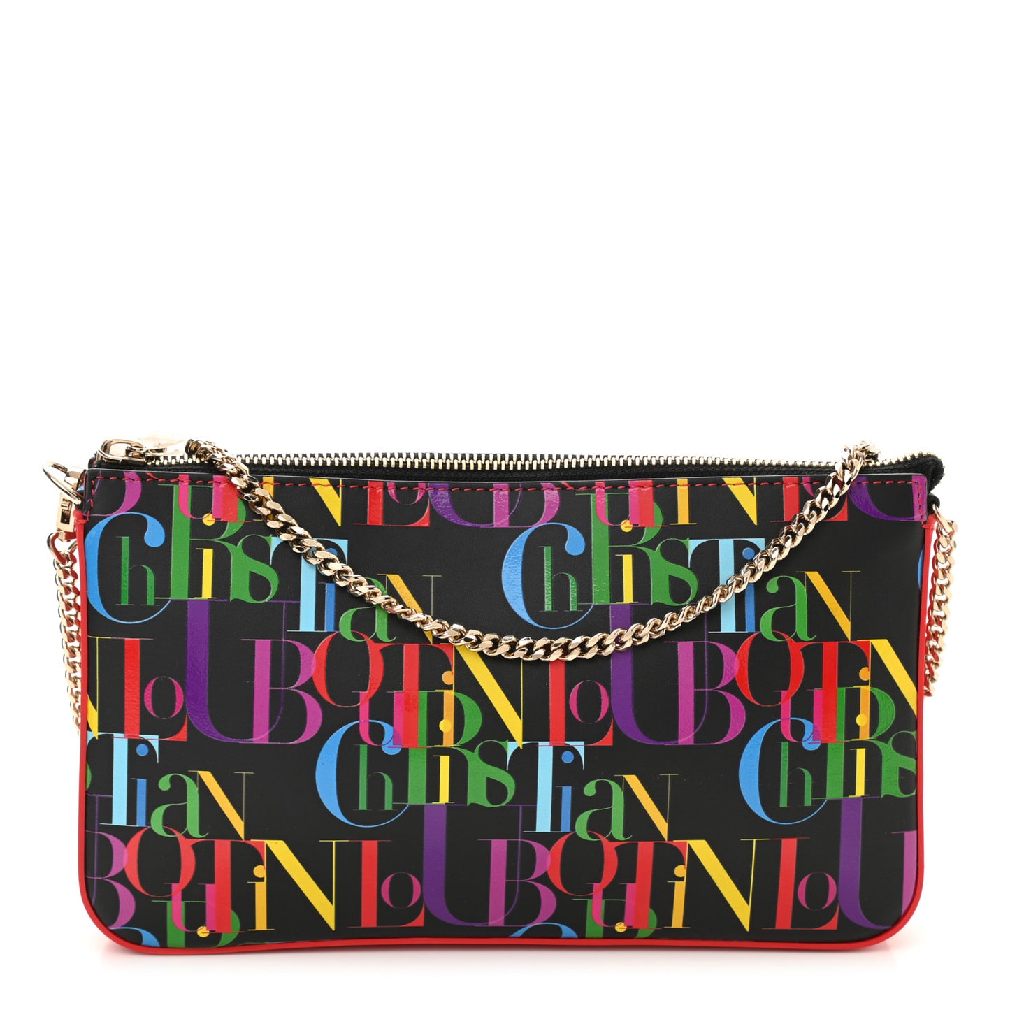 Calfskin Logo Loubila Chain Clutch Black Multicolor