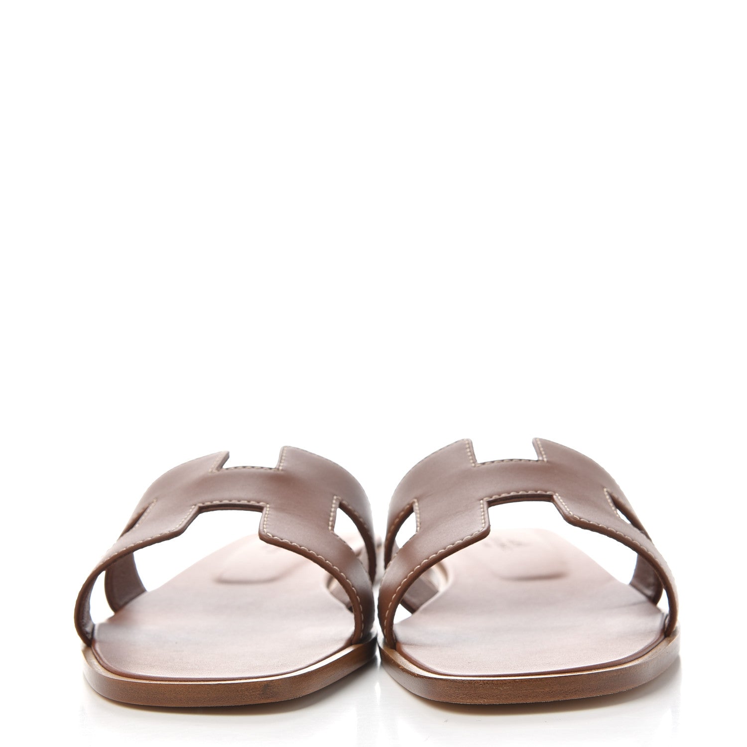 Hermes Box Calfskin Oran Sandals 38.5 Gold 2 of 11