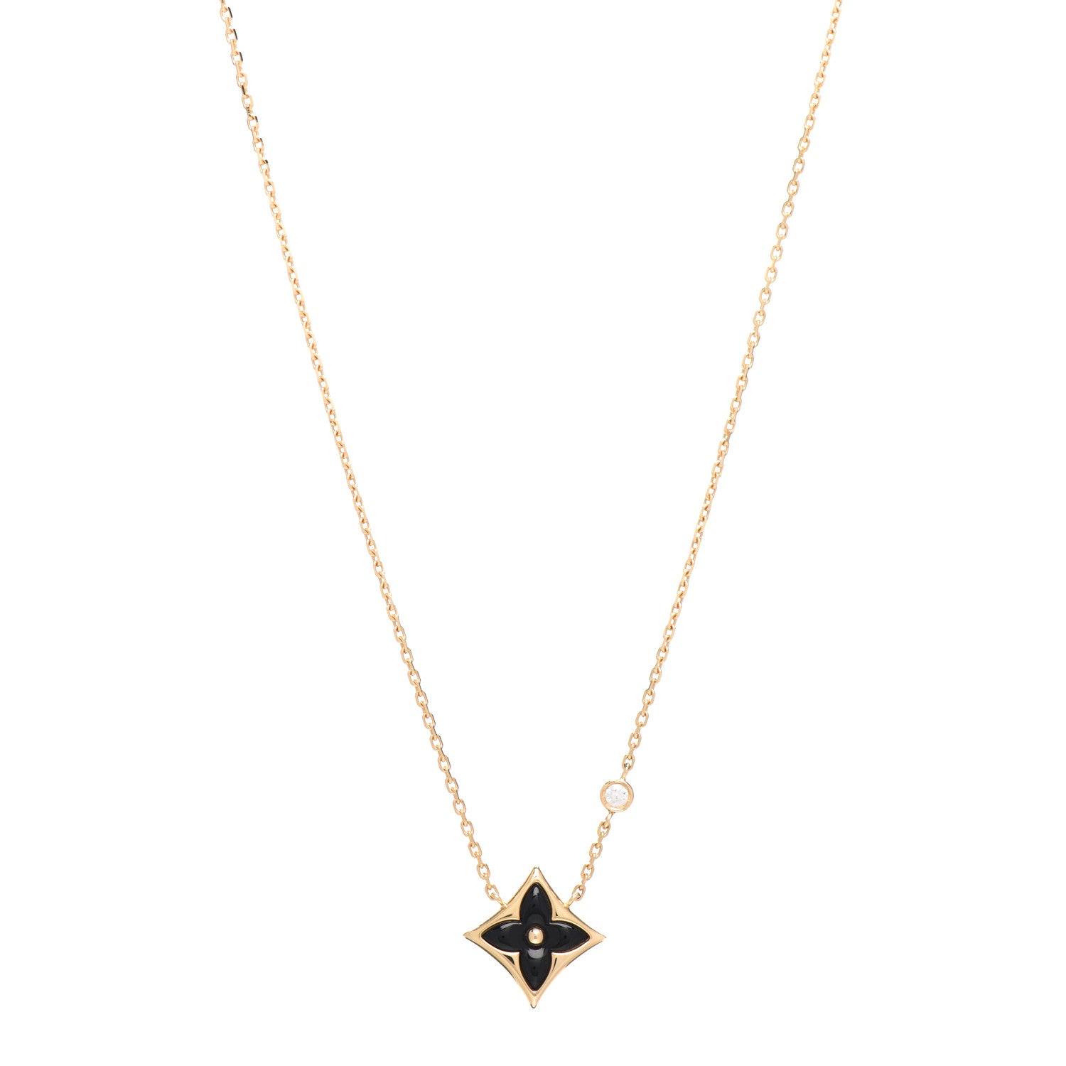 Louis Vuitton 18K Yellow Gold Diamond Black Onyx Color Blossom BB Star Pendant Necklace 1 of 6