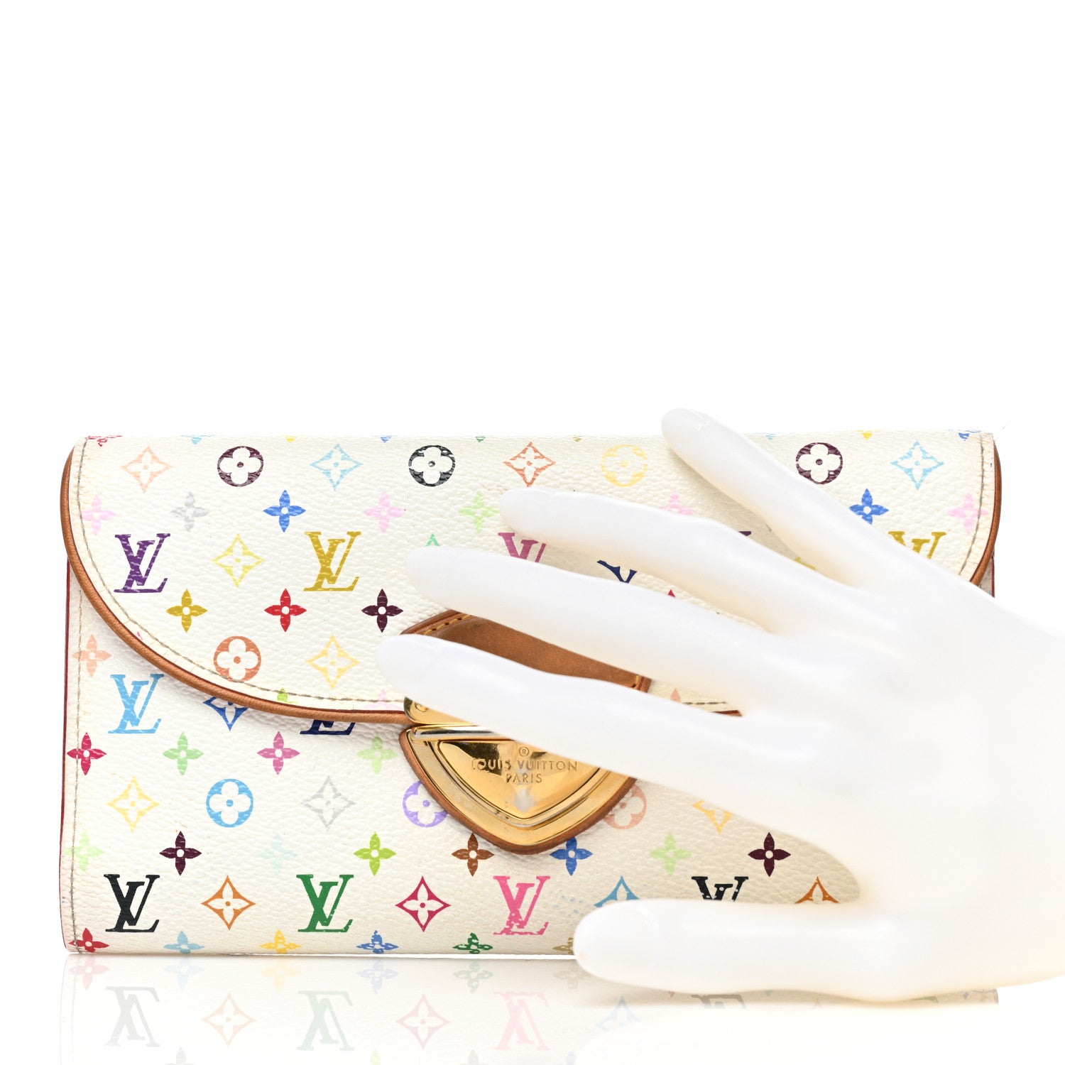 Louis Vuitton Monogram Multicolor Eugenie Wallet White Litchi 2 of 9