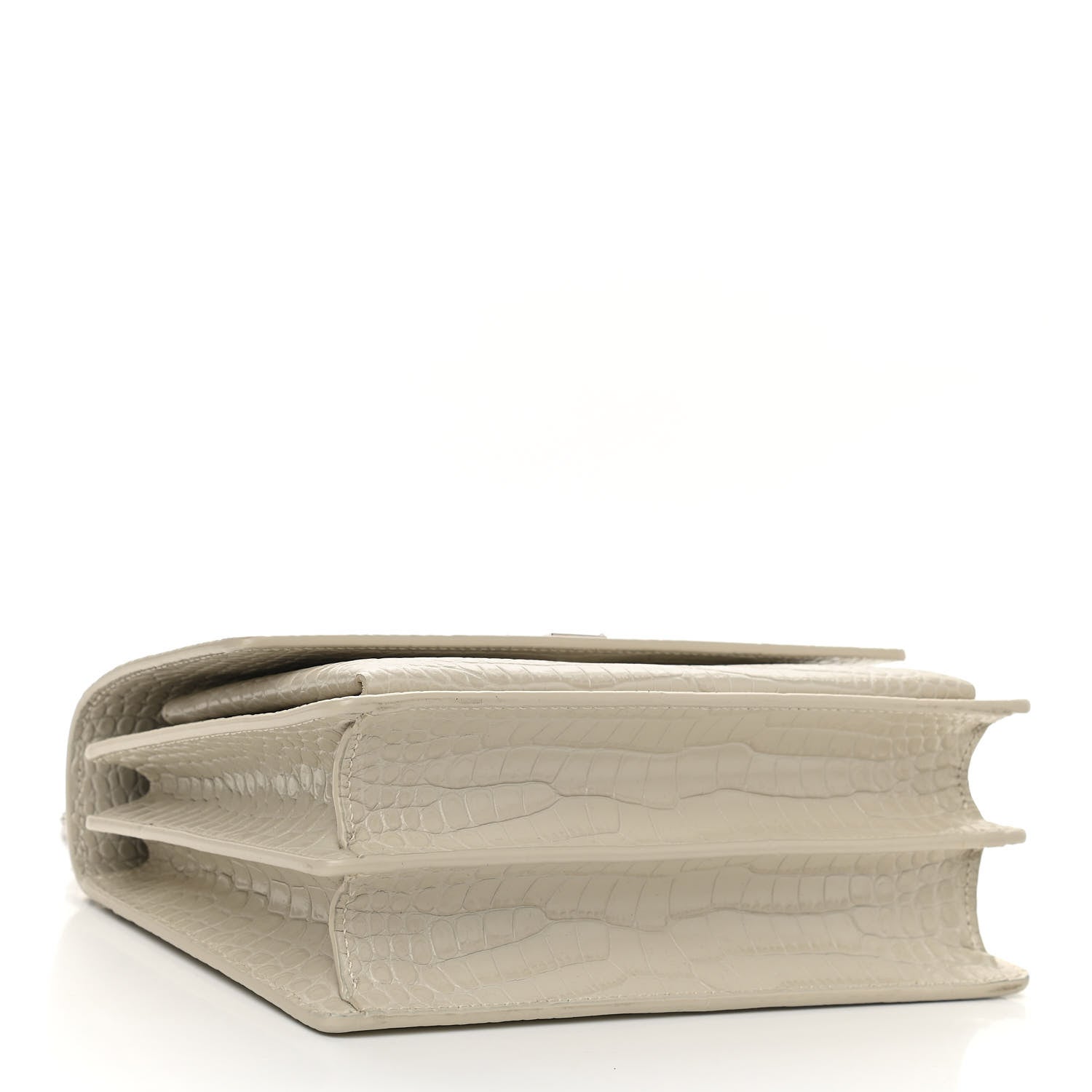 Saint Laurent Calfskin Crocodile Embossed Medium Monogram Sunset Blanc Vintage 4 of 10