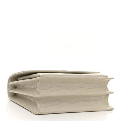 Saint Laurent Calfskin Crocodile Embossed Medium Monogram Sunset Blanc Vintage 4 of 10