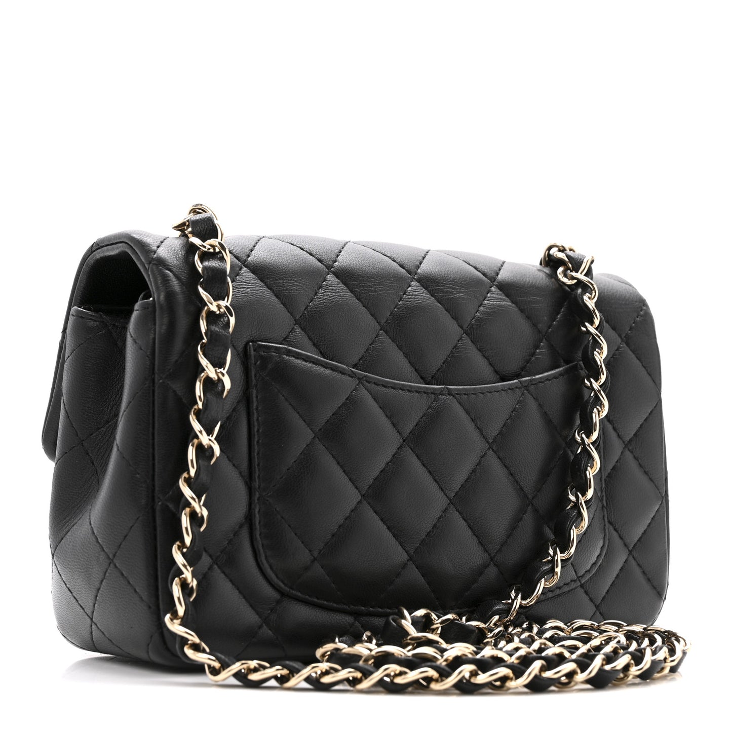 Lambskin Quilted Mini Rectangular Flap Black