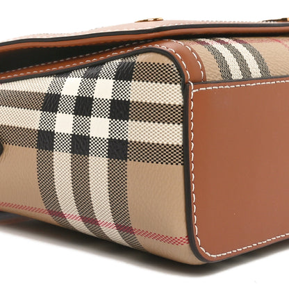 Burberry Calfskin Giant Check E-Canvas Elongated Note Crossbody Bag Briar Brown 9 of 10