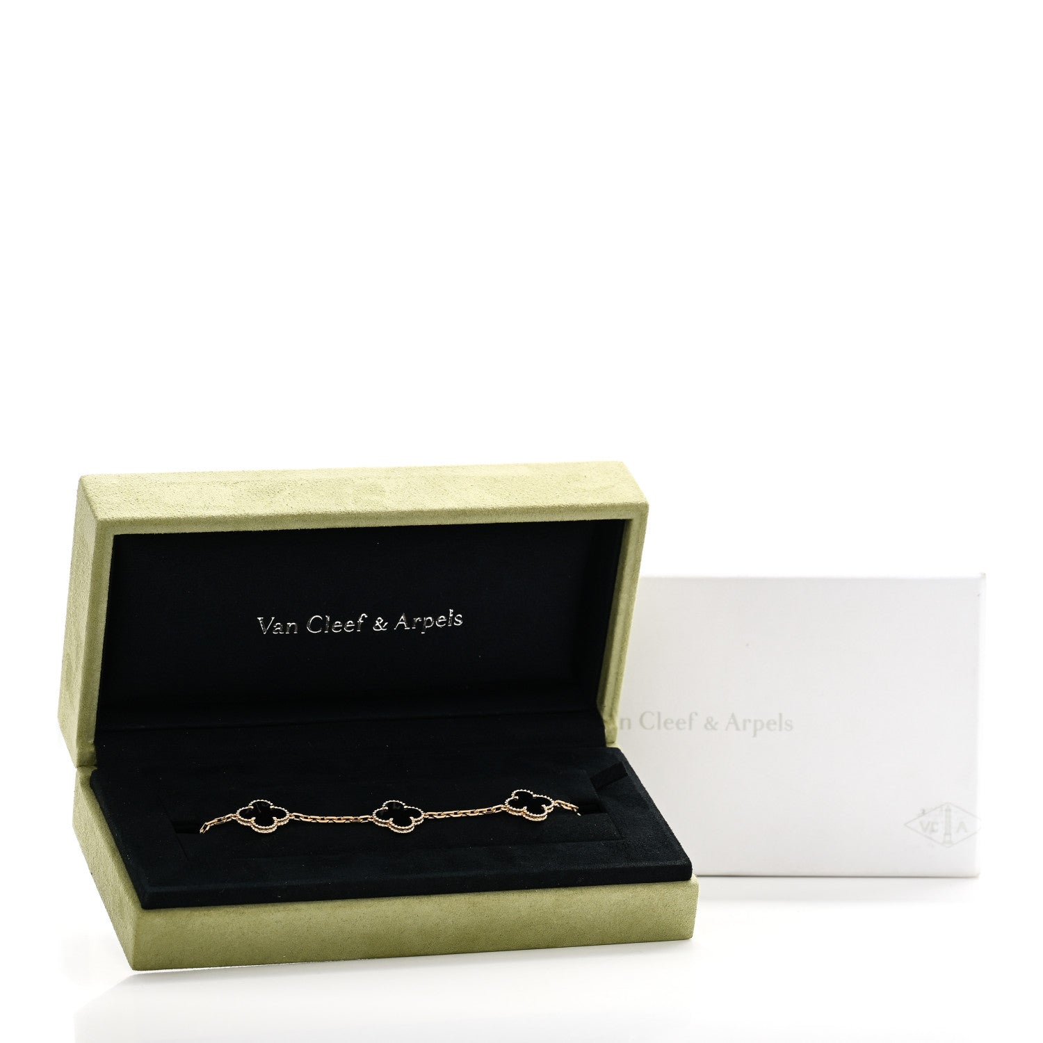 Van Cleef & Arpels 18K Yellow Gold Black Onyx 5 Motifs Vintage Alhambra Bracelet 5 of 5