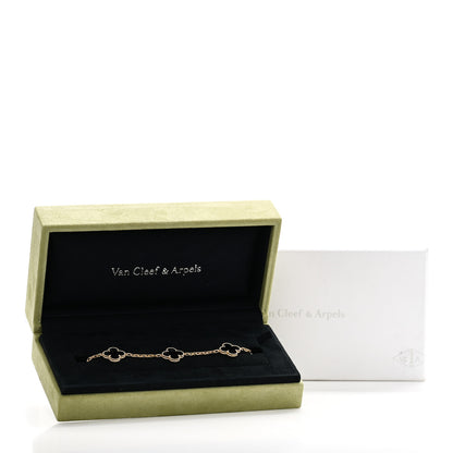 Van Cleef & Arpels 18K Yellow Gold Black Onyx 5 Motifs Vintage Alhambra Bracelet 5 of 5