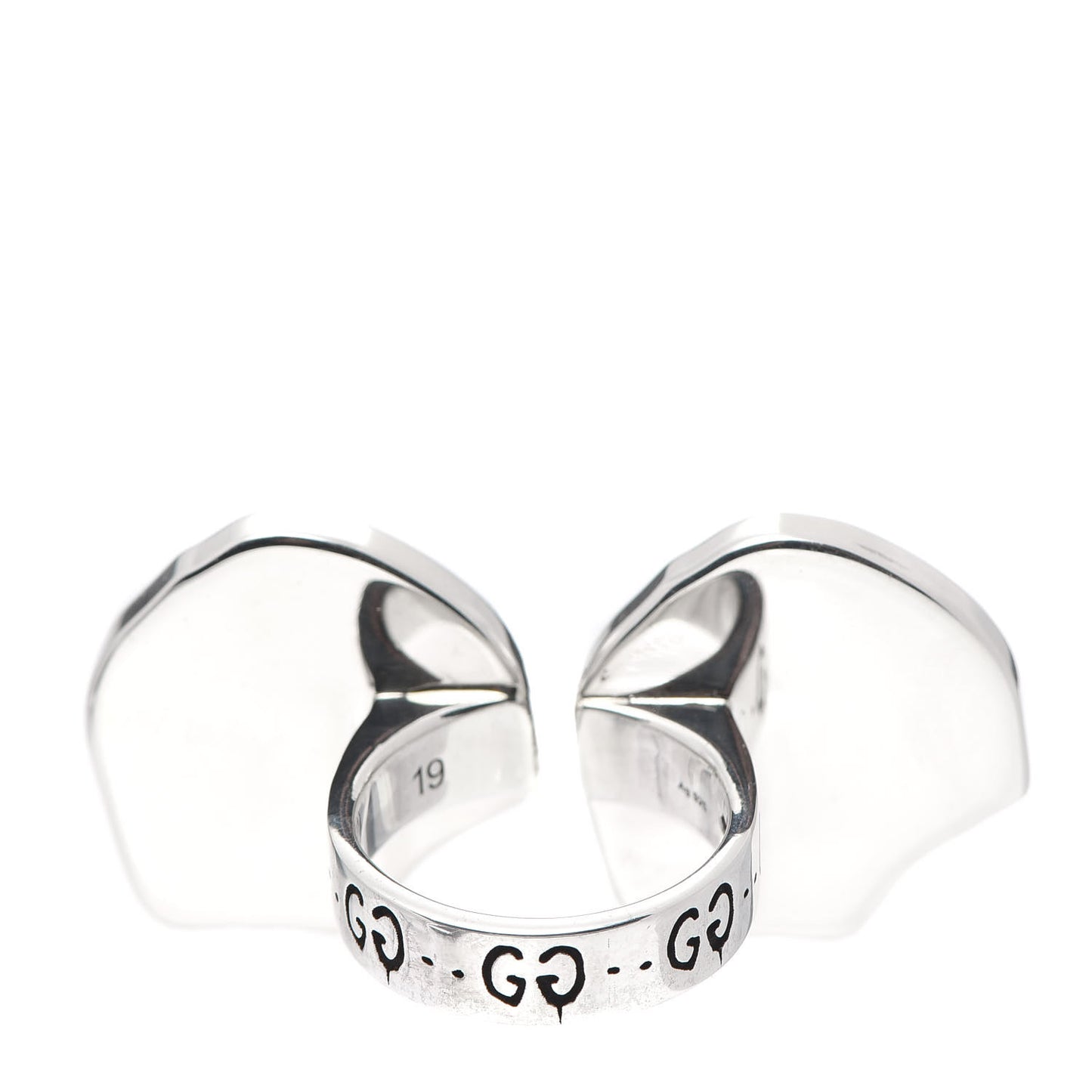 Sterling Silver Enamel GucciGhost Hamlet Skull Double Ring Black Red 59 8.75