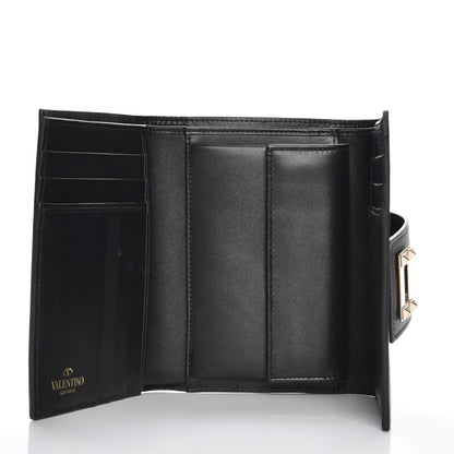 Valentino Garavani Vitello Rockstud Turn Lock Compact Wallet Black 5 of 10