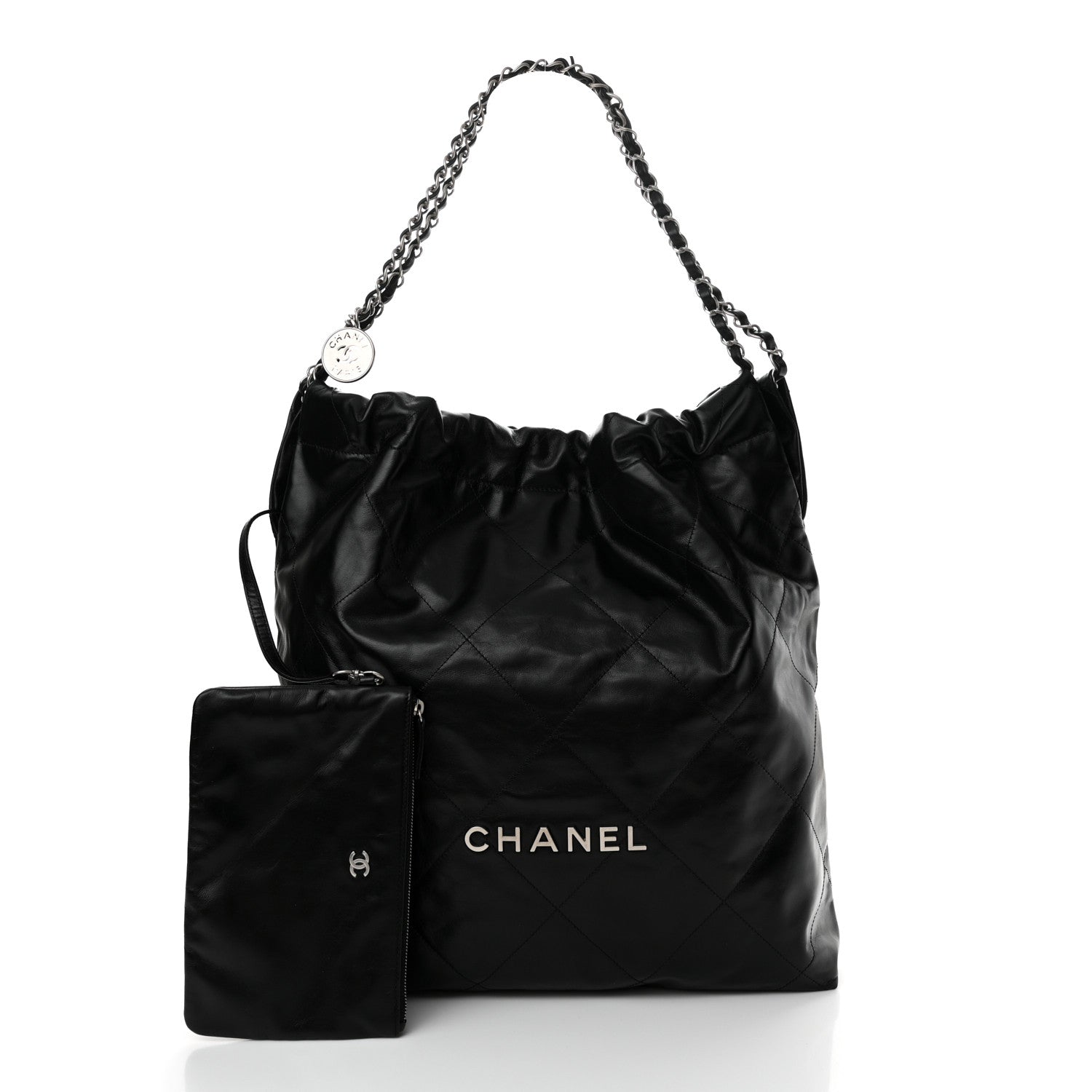 Chanel Shiny Calfskin Quilted Large Chanel 22 Black 3 of 12