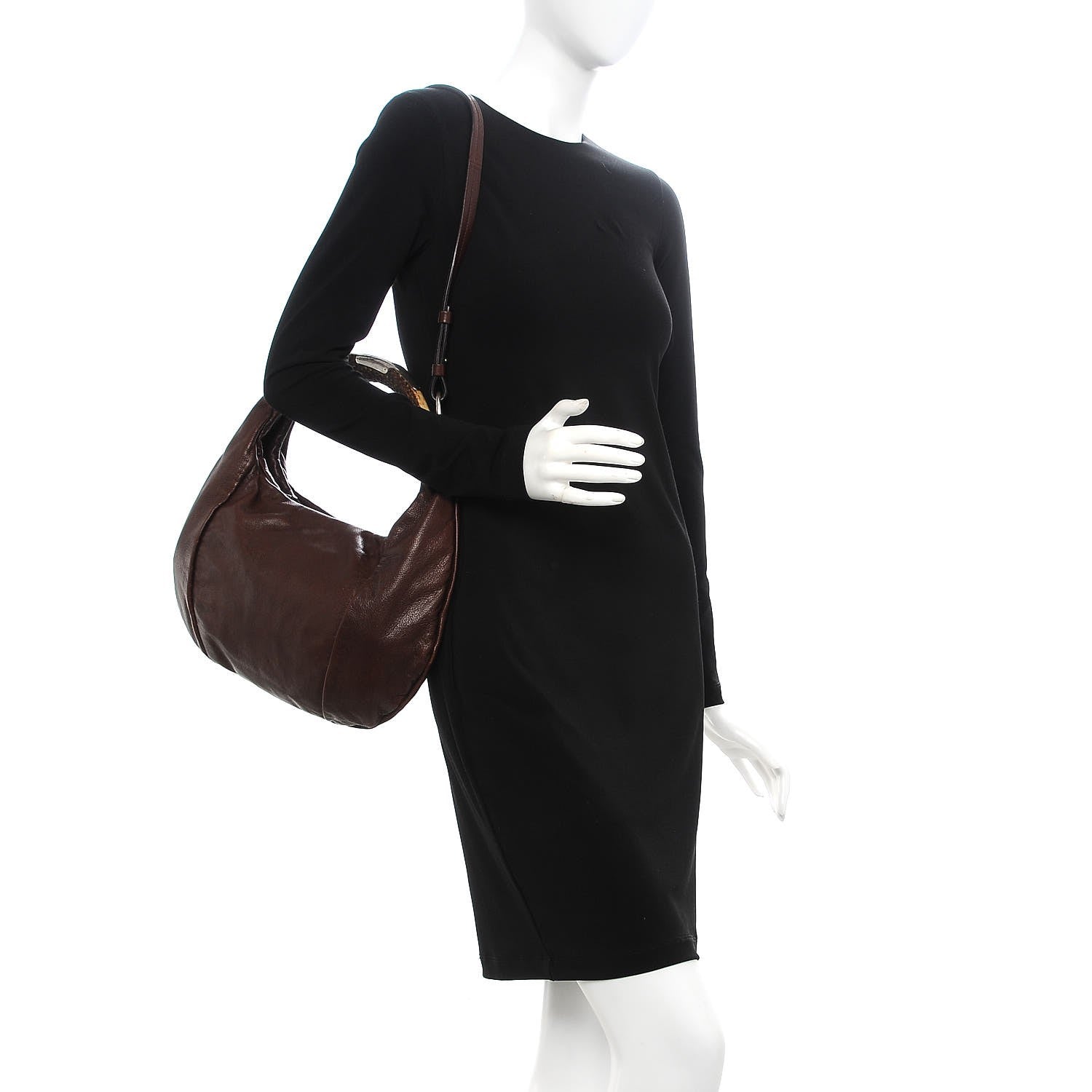Saint Laurent Sheepskin Mombasa Horn Hobo Brown 2 of 12