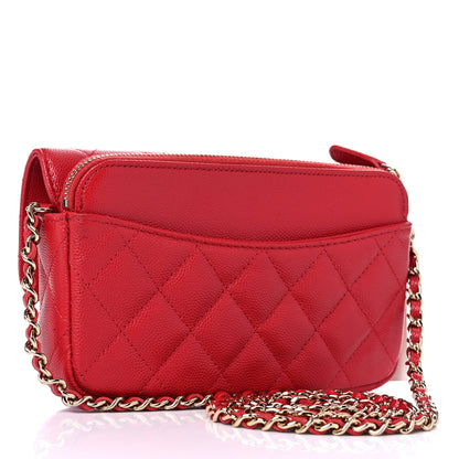 Chanel Caviar Quilted Flap Phone Holder With Chain Red 2 of 11