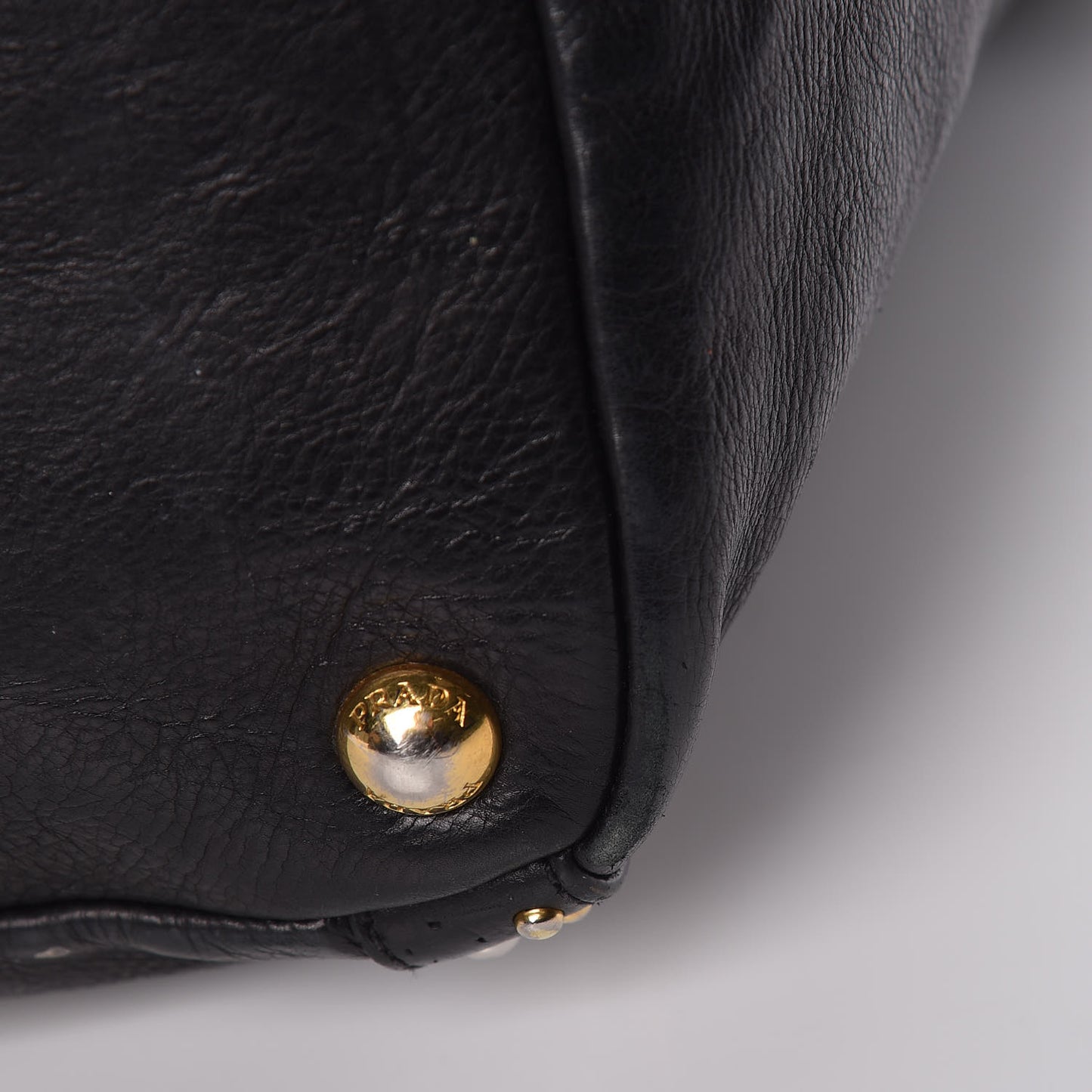 Glace Calfskin Studded Shoulder Bag Black