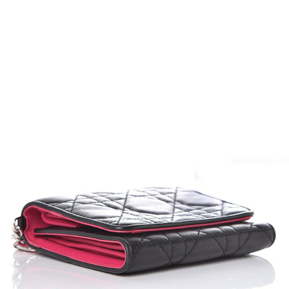 Christian Dior Lambskin Cannage Bicolor Lady Dior Wallet Black 5 of 9