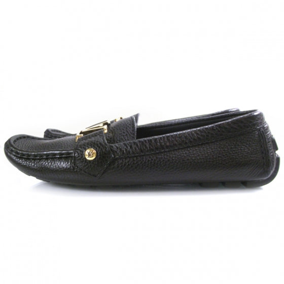 Grained Leather Loafers 36 Black