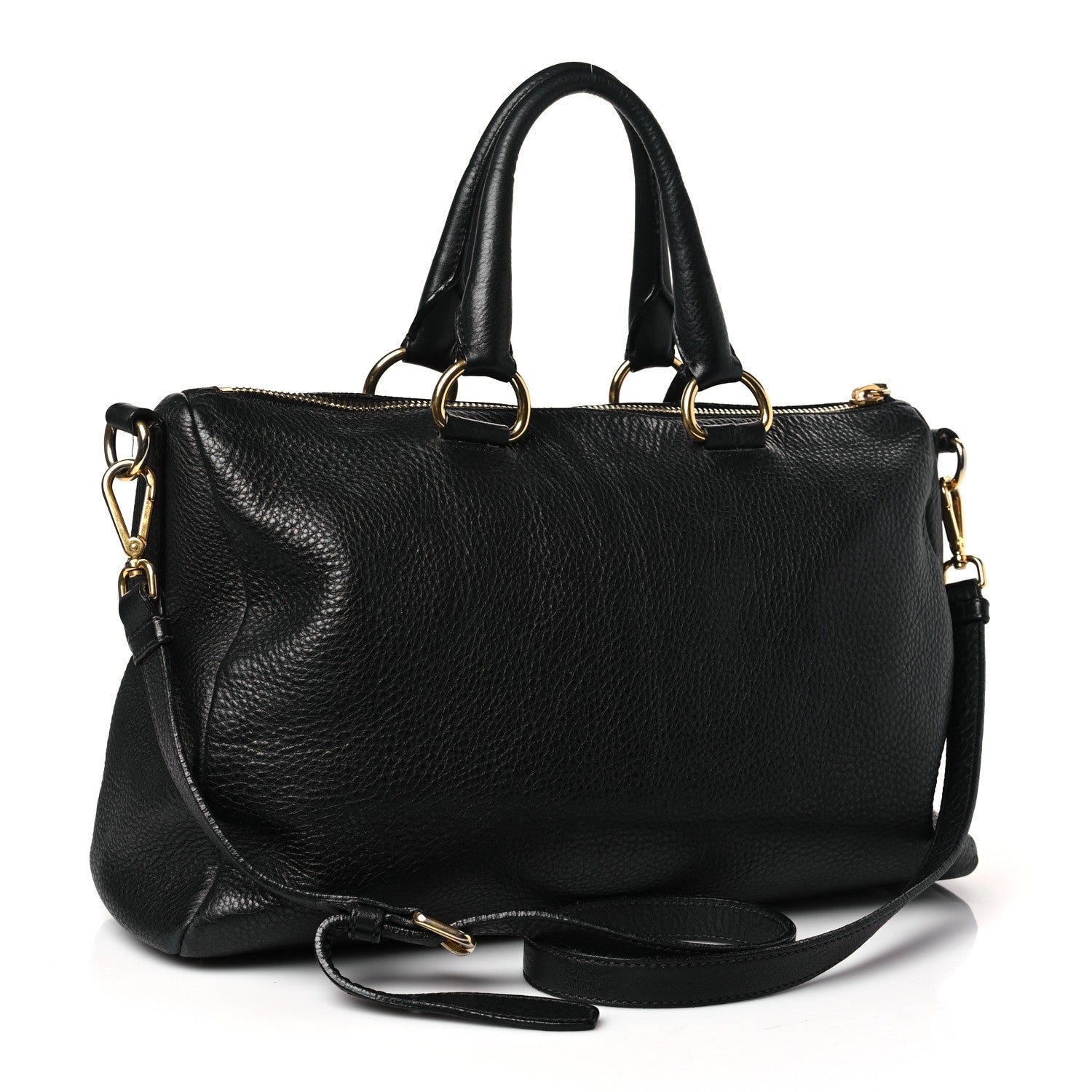 Prada Vitello Daino Top Handle Zip Tote Black 3 of 9