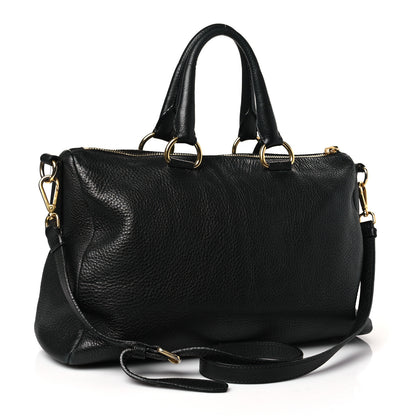Prada Vitello Daino Top Handle Zip Tote Black 3 of 9