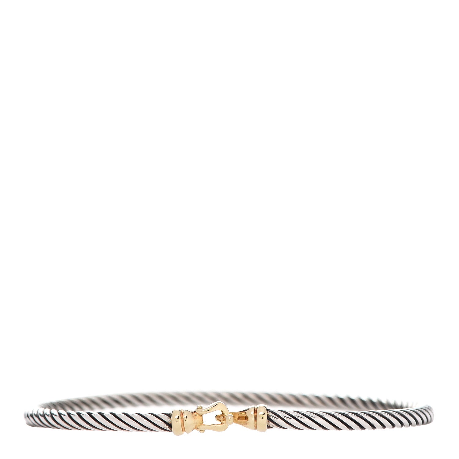 David Yurman Sterling Silver 18K Yellow Gold 3mm Cable Buckle Bracelet 1 of 5