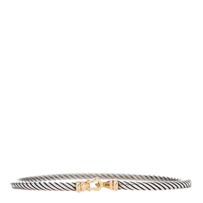 David Yurman Sterling Silver 18K Yellow Gold 3mm Cable Buckle Bracelet 1 of 5