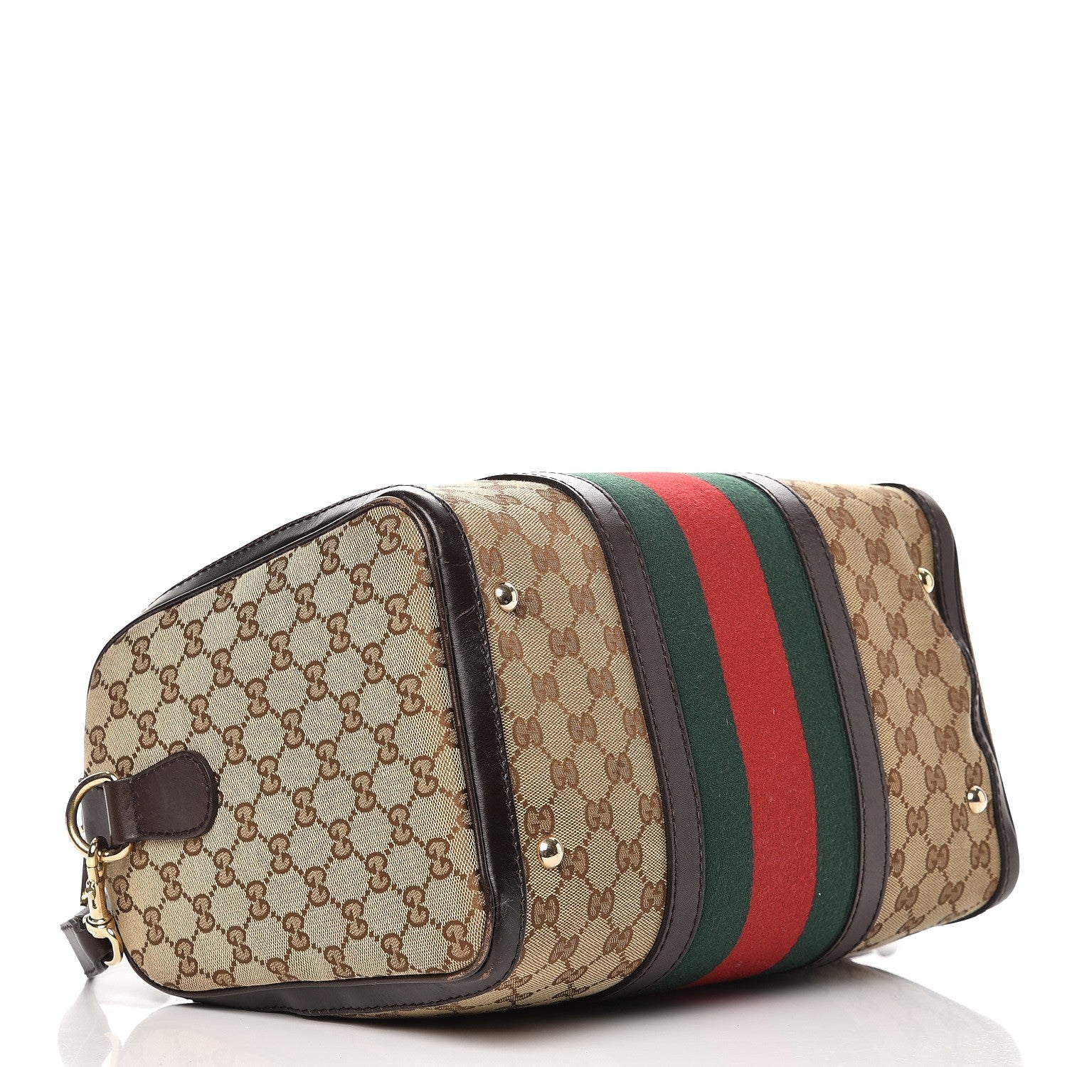 Gucci Monogram Vintage Web Medium Boston Dark Brown 5 of 15