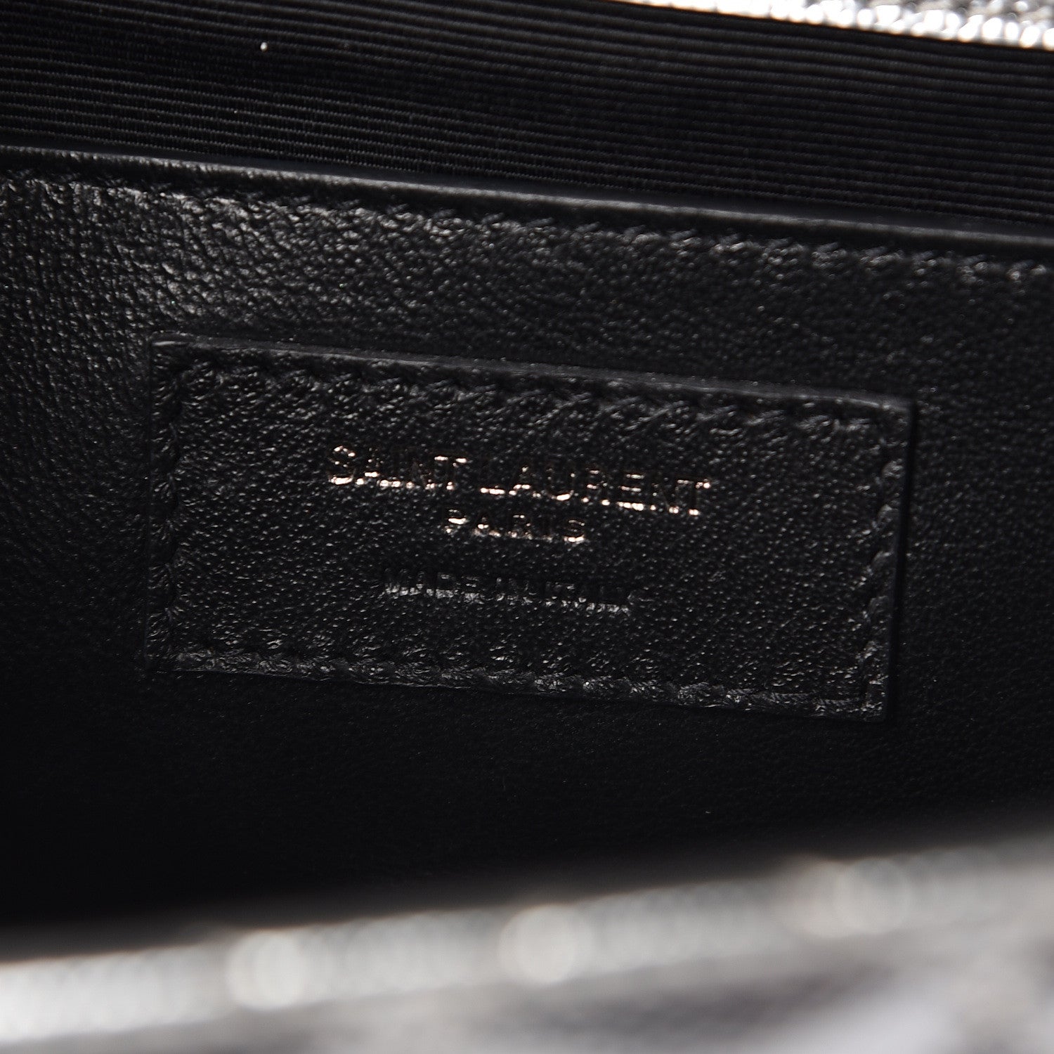 Saint Laurent Metallic Grain De Poudre Textured Mixed Matelasse Triquilt Medium Monogram Satchel Silver 6 of 10