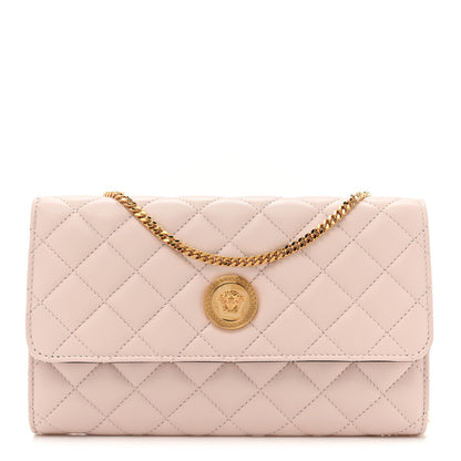 Versace Lambskin Quilted Medusa Wallet on Chain Crossbody Light Pink 1 of 12