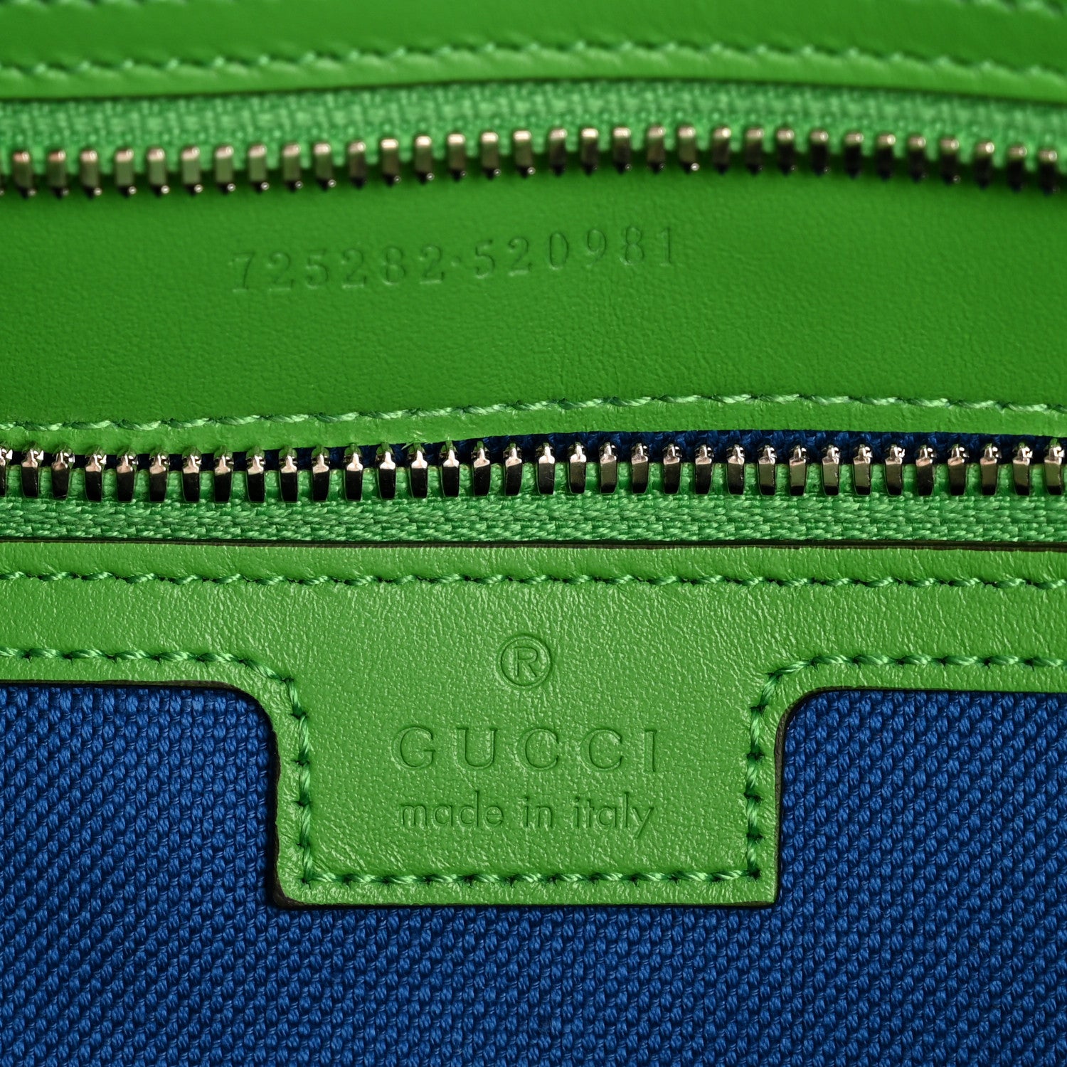 Gucci Calfskin GG Tennis Embossed Large Duffle Bag Joy Green Joy Blue 5 of 9